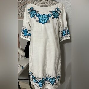 Embroidered Floral White Dress